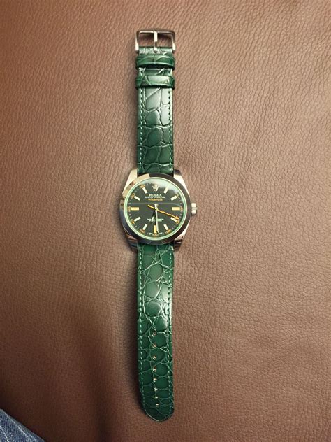 rolex green strap watch|genuine Rolex replacement.